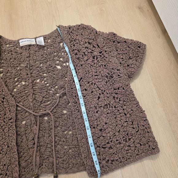 Alfred Dunner Crochet Granola Girl Cottagecore Y2K Short Sleeve Cardigan Size 2X - Picture 3 of 5
